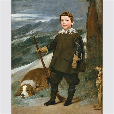 Custom Renaissance Portrait Little Prince Baltasar with the Hunting Dog from Photo,by myDaVinci - myDaVinci